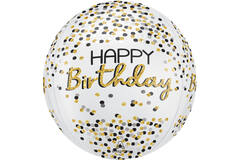 Orbz® - Black Silver Gold "HAPPY Birthday" - 38 x 40 cm